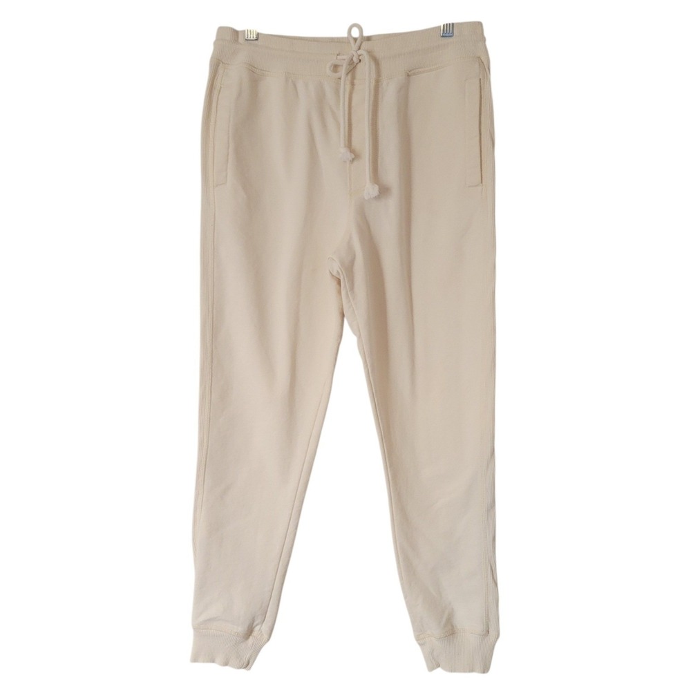 Free Planet Sz Med Cream Organic Cotton Mix Knit Terry Jogger Sweatpants HG6512
